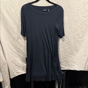 Lush Midnight Blue Tunic Dress with Pockets